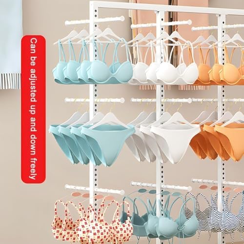 Freestanding Adjustable Clothing Rack for Socks & Lingerie, Floor-Standing Underwear Display Stand, Gold Retail Shelves (130x40x130cm) for Boutiques & Stores