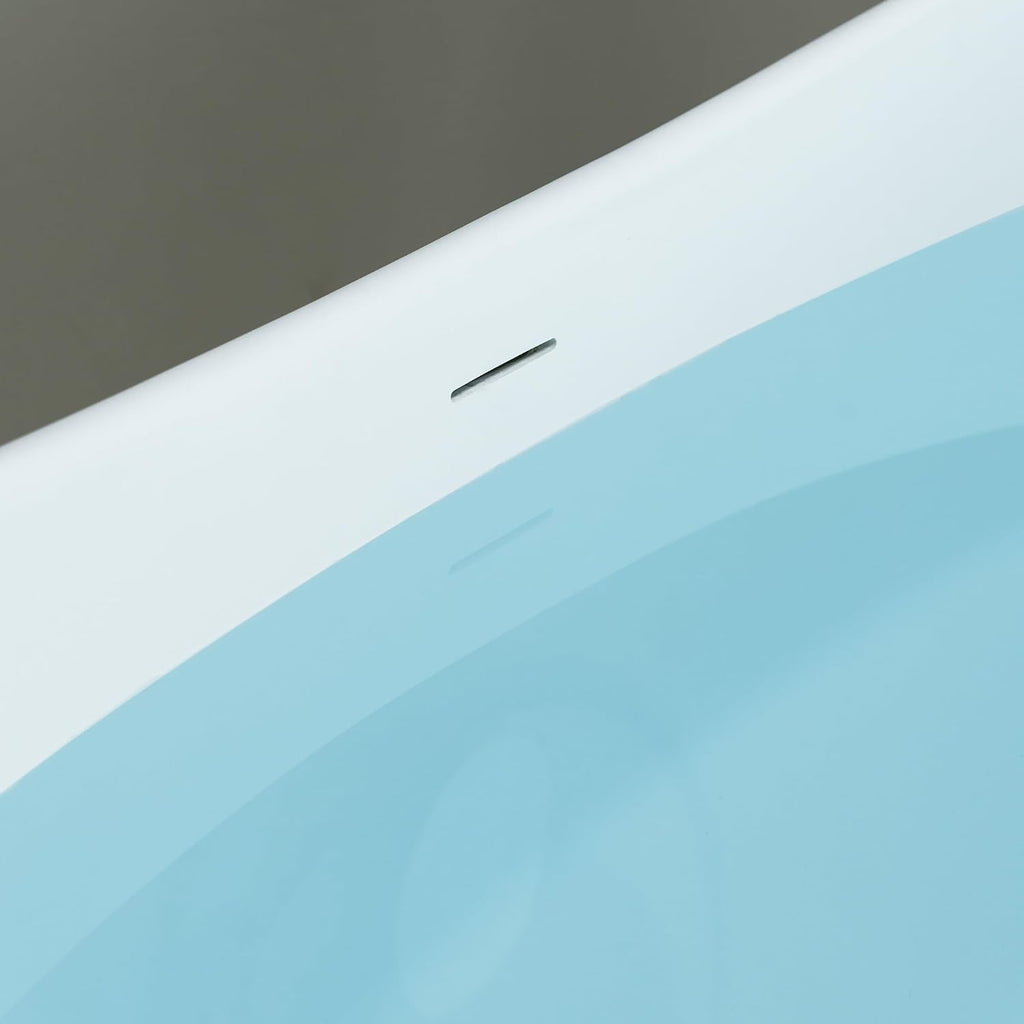 WOODBRIDGE 59 in. x 29.13 in. Stone Resin Luxury Contemporary Solid Surface Freestanding Bathtub in Matte White