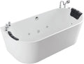 Empava 71' Freestanding Whirlpool Bathtub Oval with 8 Hydromassage Adjustable Water Jets Luxury Acrylic Massage SPA Soaking Bath Tub in White Double Ended
