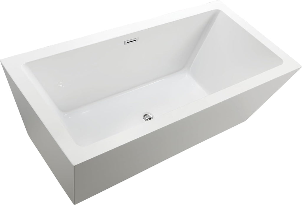 Vanity Art 67 X 31 Inch White Acrylic Freestanding Bathtub | Contemporary Design Soaking Tub with Pop-up Drain and Slotted Overflow Included, UPC Certified VA6814-L