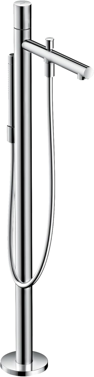 AXOR Modern Uno 1-Handle 5-inch Wide Wall-Mounted Freestanding Bathtub Faucet with Handshower in Chrome, , 45416001