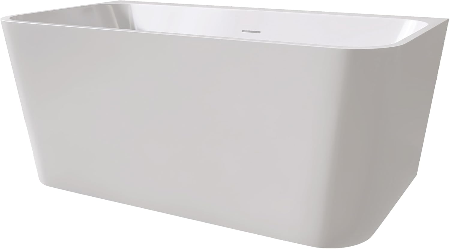 55' Acrylic Freestanding Bathtub - Modern Rounded Rectangular Soaking Tub, Stand Alone Tub for Bathroom with Overflow & Pop-up Drain Stopper(White)