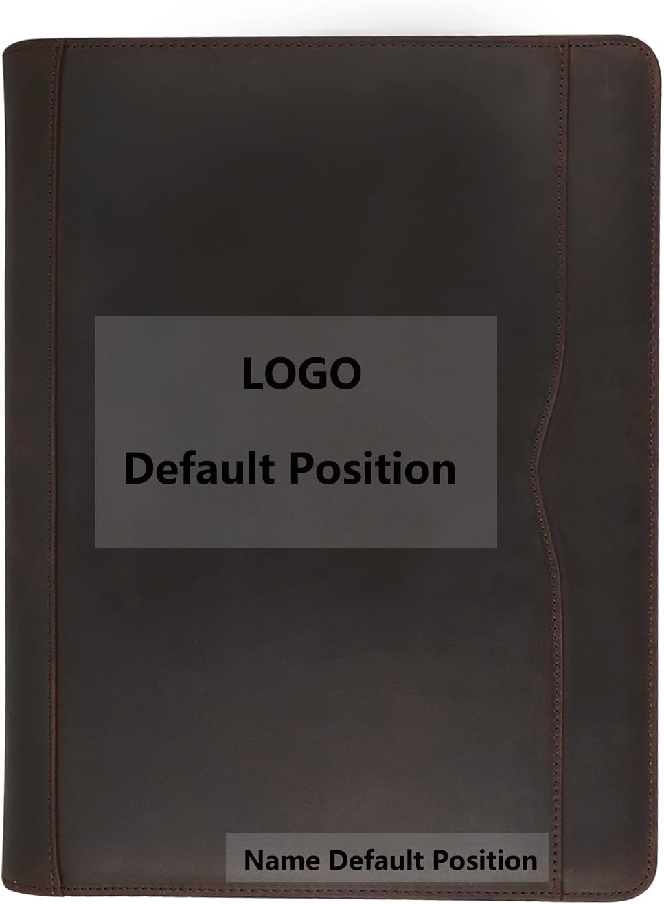 YIWEN Personalized Leather Portfolio 3 Ring Binder, Front Pocket, Padfolio for 12.9' Tablet, Letter Size Notepad Holder, Professional Business Travel Organizer (Custom)
