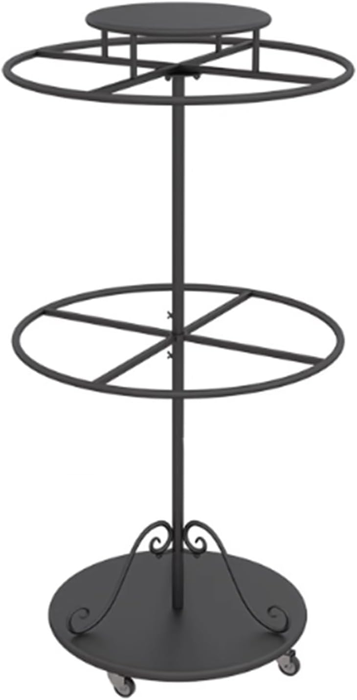 Rolling Metal Garment Rack, Round, Floor Standing Clothing Stand, Clothes Retail Display Shelf, for Bedroom Boutique Commercial Shop Laundry Room, 23.6 * 59in(Black)