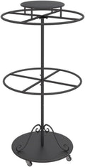Rolling Metal Garment Rack, Round, Floor Standing Clothing Stand, Clothes Retail Display Shelf, for Bedroom Boutique Commercial Shop Laundry Room, 23.6 * 59in(Black)