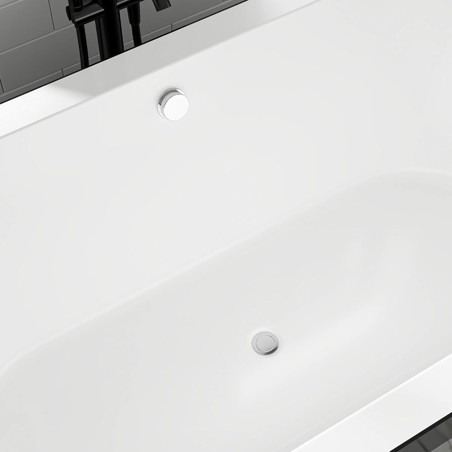 HomeBeyond 68 Inch Black Freestanding Bathtub | Acrylic Free Standing Soaking Tub, Morden Bathroom Stand Alone Tub Suitable for 1-2 Person Bathing