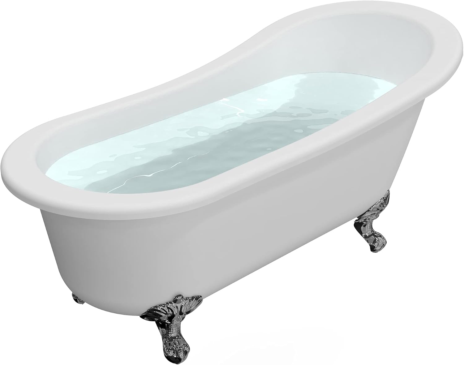 HEATGENE 55 Inches Acrylic Freestanding Bathtub Vintage Bathtub Contemporary Soaking Tub Easy to Install UPC Certified Drain & Overflow Assembly Included