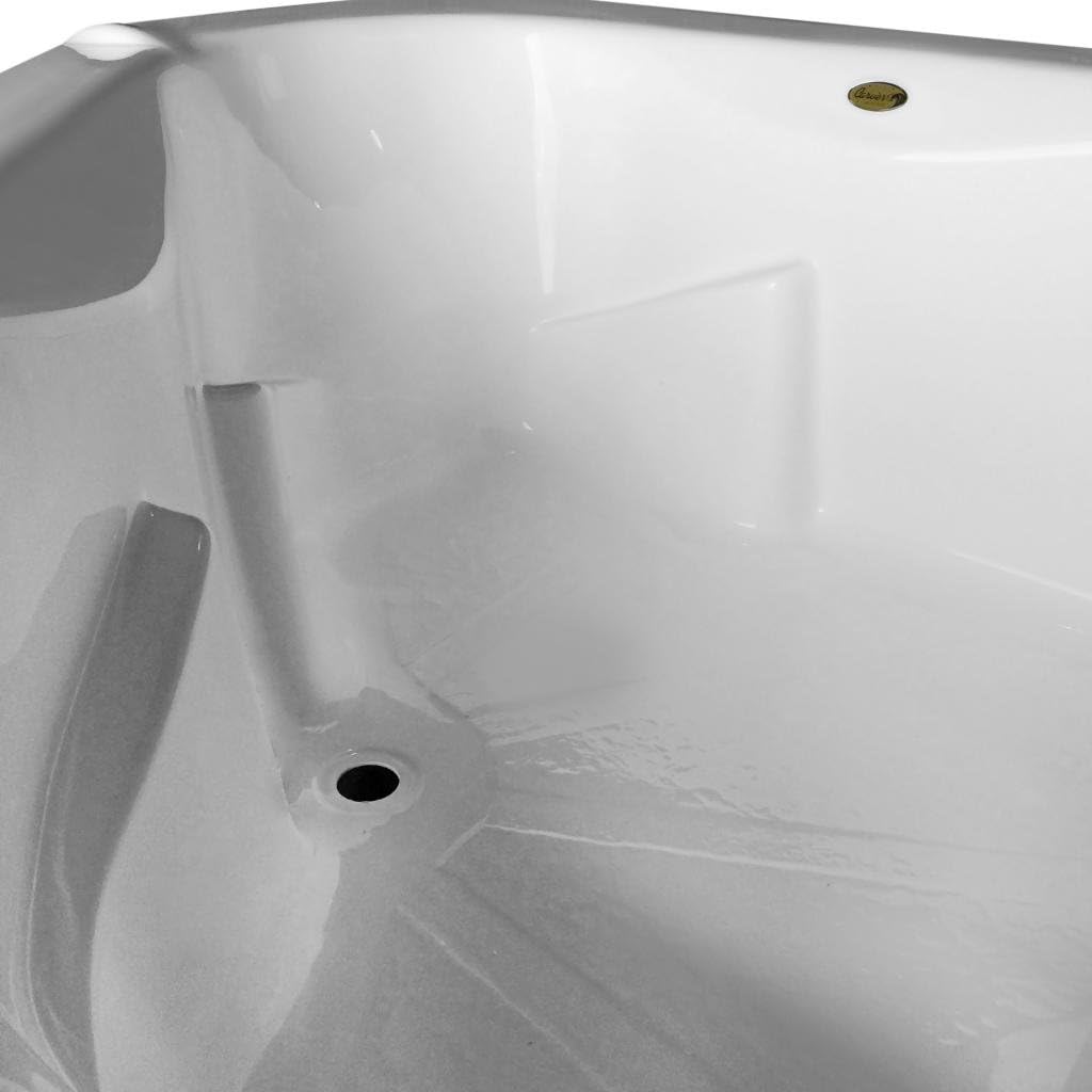 Carver Tubs - CT6060 - Acrylic Fiberglass Soaking Classic Corner Bathtub - White Triangle Two Person Acrylic bath tubs for bathroom w/Armrest - Deep Relaxing Soak - 60'L x 60'W x 19.5'H