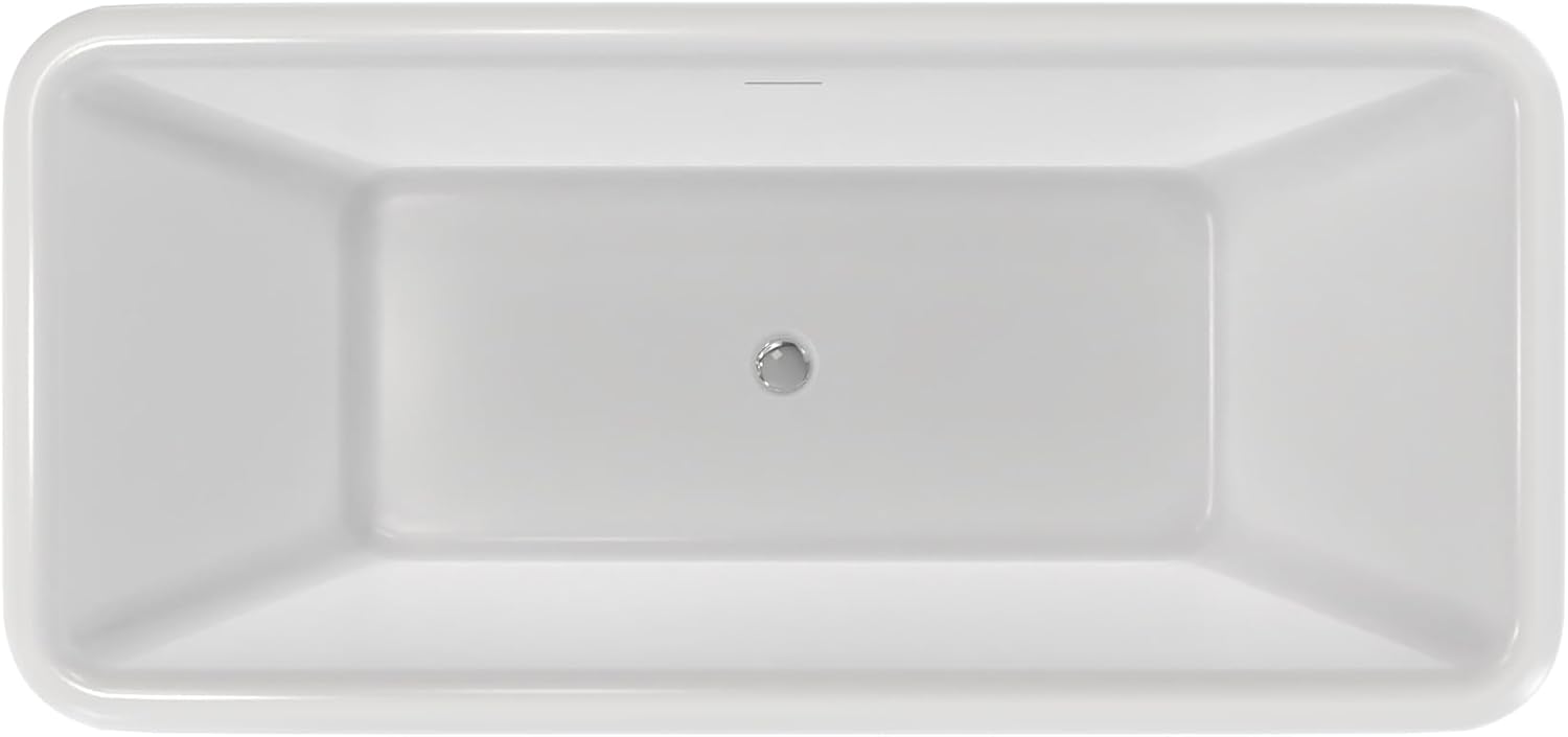 Crest 59 in. L x 31-1/2 in. W x 23-5/8 in. H Freestanding Acrylic Bathtub, Brushed Nickel Drain