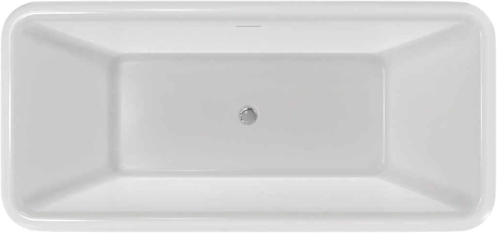 Crest 59 in. L x 31-1/2 in. W x 23-5/8 in. H Freestanding Acrylic Bathtub, Chrome Drain