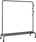 Clothes Rack with Wheels, Rolling Garment Rack with Side Hooks and Storage Shelf, Clothes Organization Rail for Bedroom, Laundry Room, Load Capacity 176lbs (Color : Black, Size : 100x40x160cm)