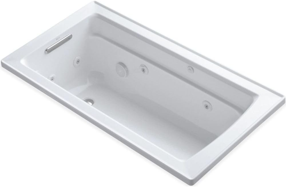 Kohler K-1122-H-0 5 ft. Drop-In Acrylic 8-Jet Tub w/Heater & Drain White
