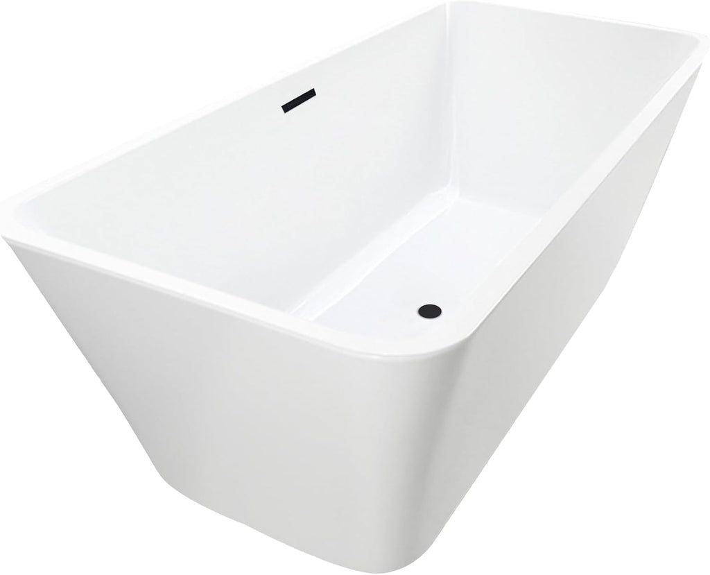 Vanity Art 67 X 29 Inch White Acrylic Freestanding Bathtub | Contemporary Design Soaking Tub with Pop-up Drain and Slotted Overflow Included, UPC Certified VA6820-MB