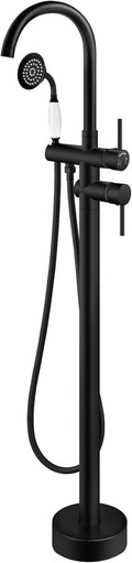Aolemi Floor Mount Bathtub Faucet Freestanding Tub Filler Standing High Flow Shower Faucets with Ceramic Handheld Matte Black
