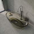 Modern Oval Freestanding Bathtub, Resin Material, Roll Top Soaking Design, Contemporary Style (Grey, 55'L x 31'W x 22'H)