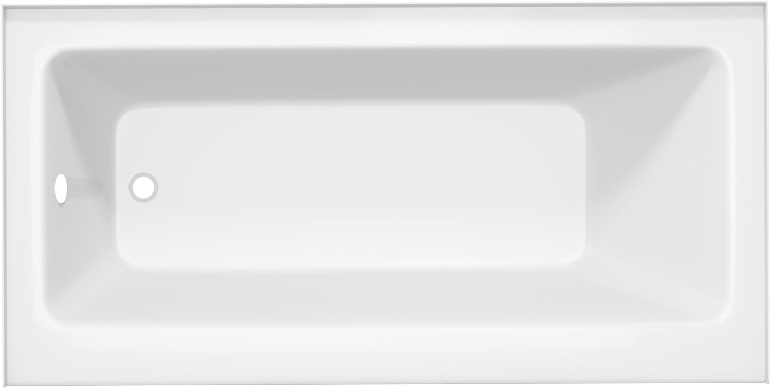 ANZZI 30' x 60' Soaker Alcove Drop-In Bathtub with Built-In Flange, Predrilled Drain & Overflow Holes in Glossy Ultra White - AZ3060SHL-16