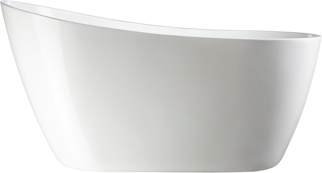 HomeBeyond 55 Inch Free Standing Bathtub | Acrylic Freestanding Soaking Tub deal for Spa-Like Baths, Modern Bathroom Stand Alone Tub Suitable for Couples, Singles, and Families, White