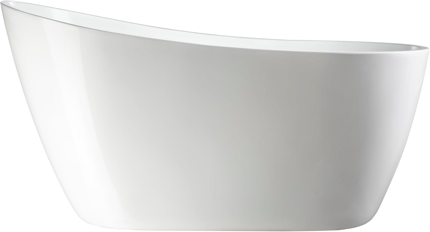 HomeBeyond 55 Inch Free Standing Bathtub | Acrylic Freestanding Soaking Tub deal for Spa-Like Baths, Modern Bathroom Stand Alone Tub Suitable for Couples, Singles, and Families, White