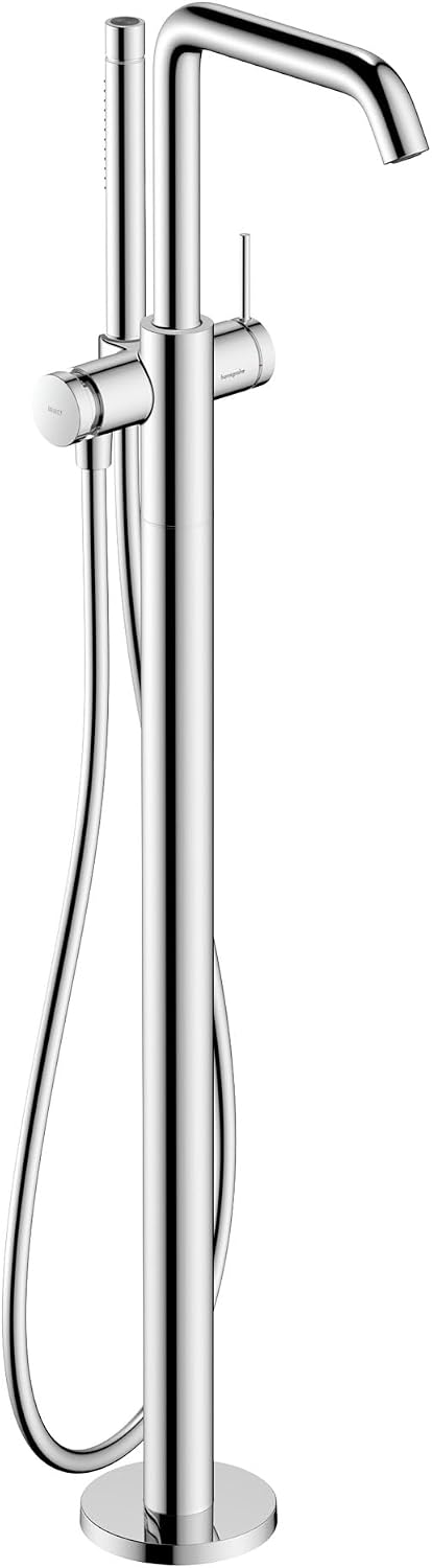 hansgrohe Tecturis S 1-Handle 39-inch Tall Freestanding Bathtub Faucet with Handshower in Chrome, 73440001