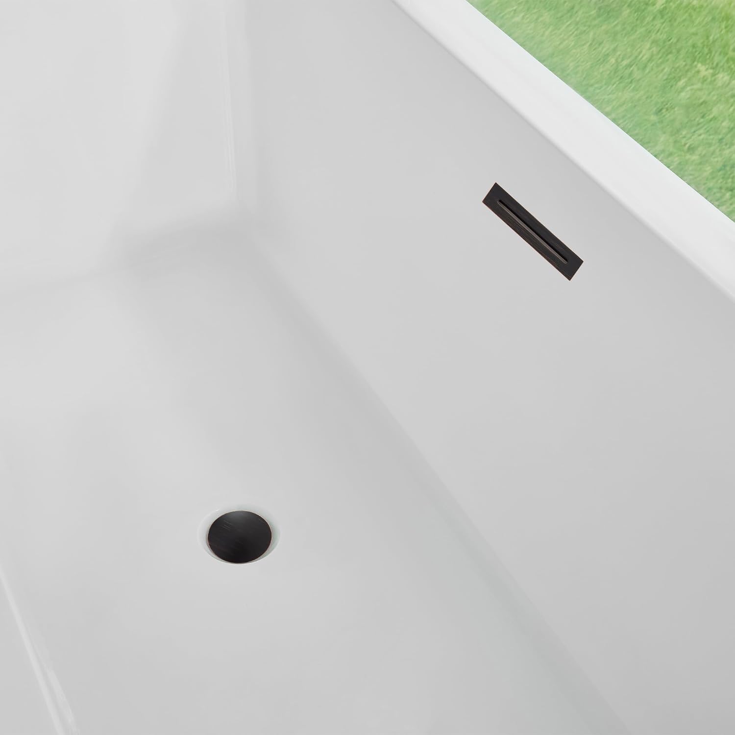HomeBeyond 67 Inch Free Standing Bathtub | Acrylic Freestanding Soaking Tub, Square Bathroom Stand Alone Tub, Suitable Single Person Bathing, Oil Rubbed Bronze