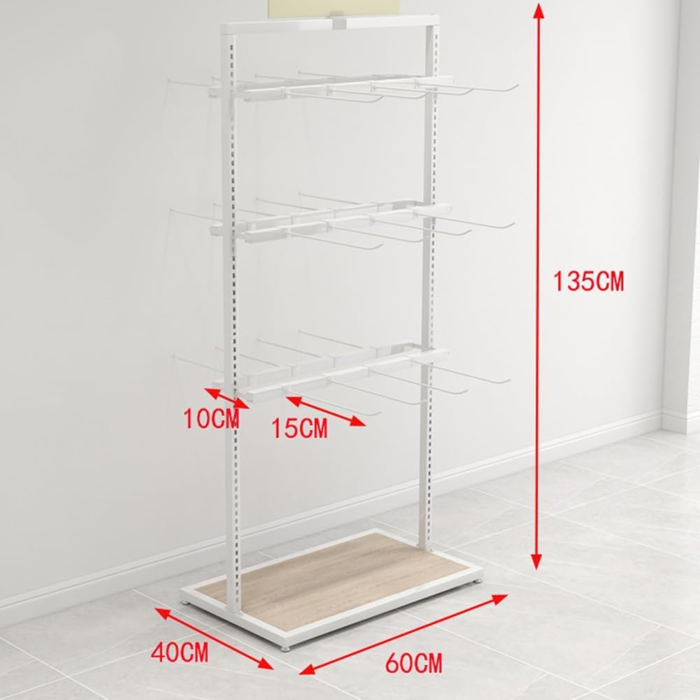 Clothing Store Underwear Rack, Metal Retail Storage Shelves for Bra Swimwear Lingerie Shorts Phone Cases, Freestanding Boutiques Retail Display Stand，White 60x40x135cm
