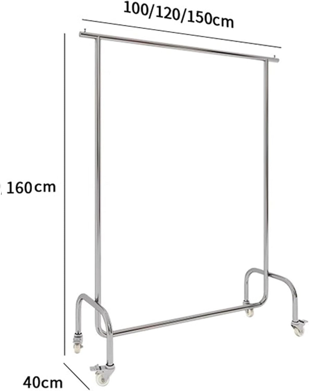 Heavy Duty Coat Rack, Garment Rack Portable Clothing Rack with Lockable Wheels, Commercial Rolling Clothes Rack for Hanging Clothes, Heavy Duty Clothes Rail for Bedroom (120X40X160CM)