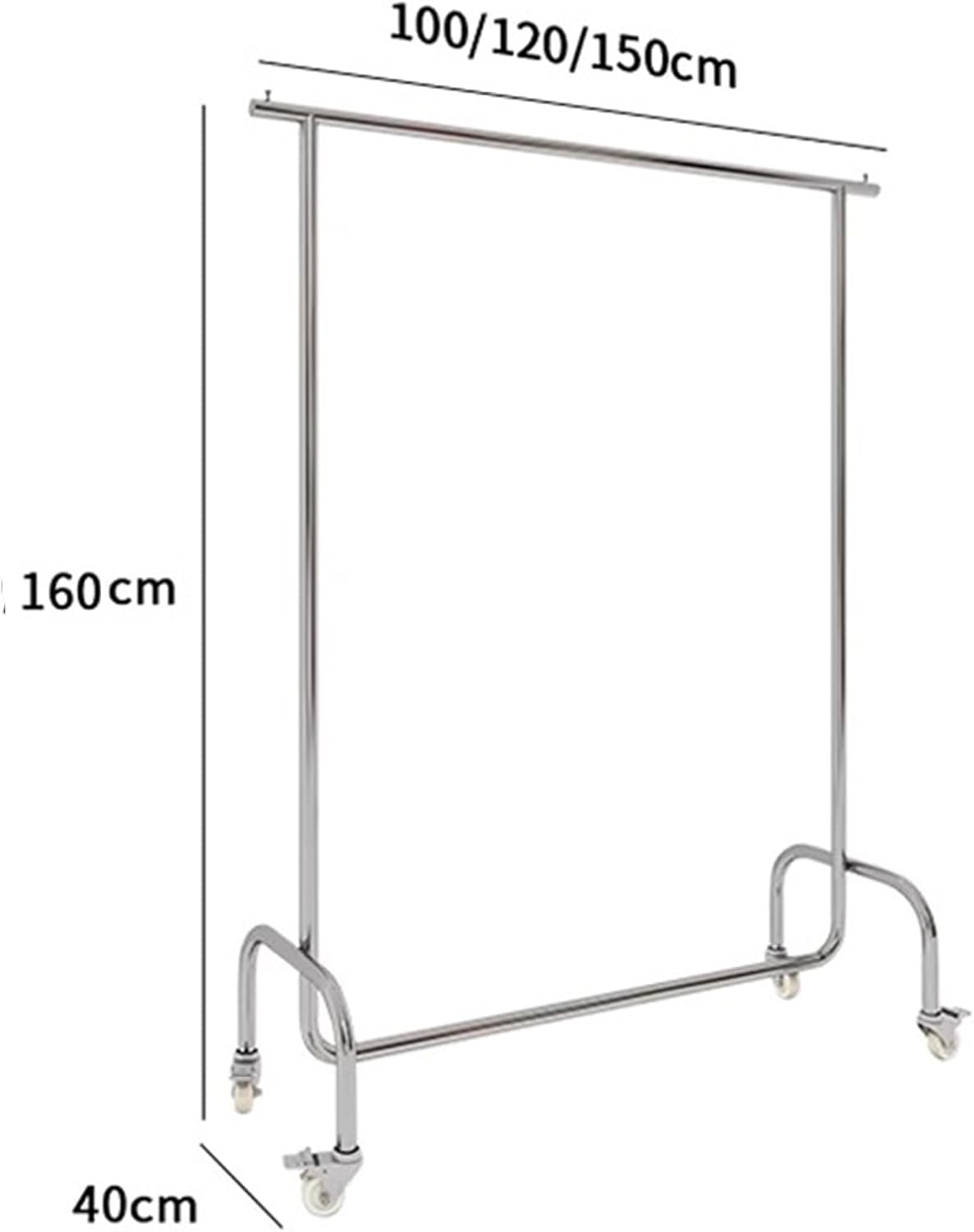 Heavy Duty Coat Rack, Garment Rack Portable Clothing Rack with Lockable Wheels, Commercial Rolling Clothes Rack for Hanging Clothes, Heavy Duty Clothes Rail for Bedroom (120X40X160CM)