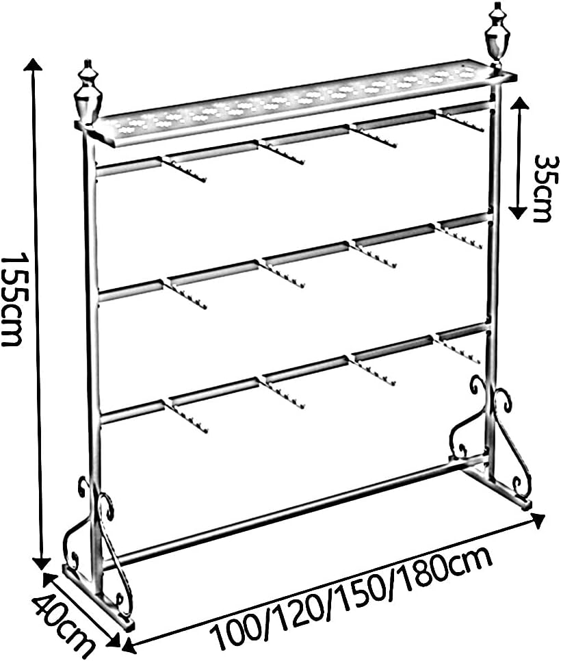 Freestanding Garment Rack Display Stand, Double-Sided Display Storage Hanger for Lingerie Slippers Shorts Swimwear Scarves Gloves，Black 120x40x155cm