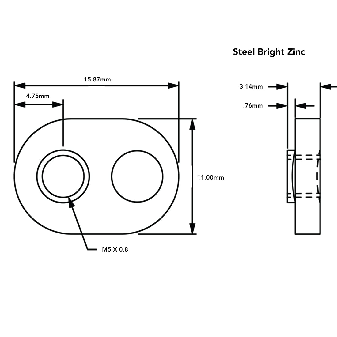 8020, 25-1951, 25 Series M5 x 0.8 Offset Slide in Economy T-Nut Steel Hardware Nuts for use with M5 Bolts on 25 Series 25mm Aluminum Extrusions 80/20 (2500)