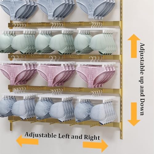 5-Layer Gold Metal Mobile Storage Rack - Freestanding Pegboard Display Rack for Garage & Retail, Ideal for Lingerie, Bras, Shorts & Clothing, Wall-Mountable