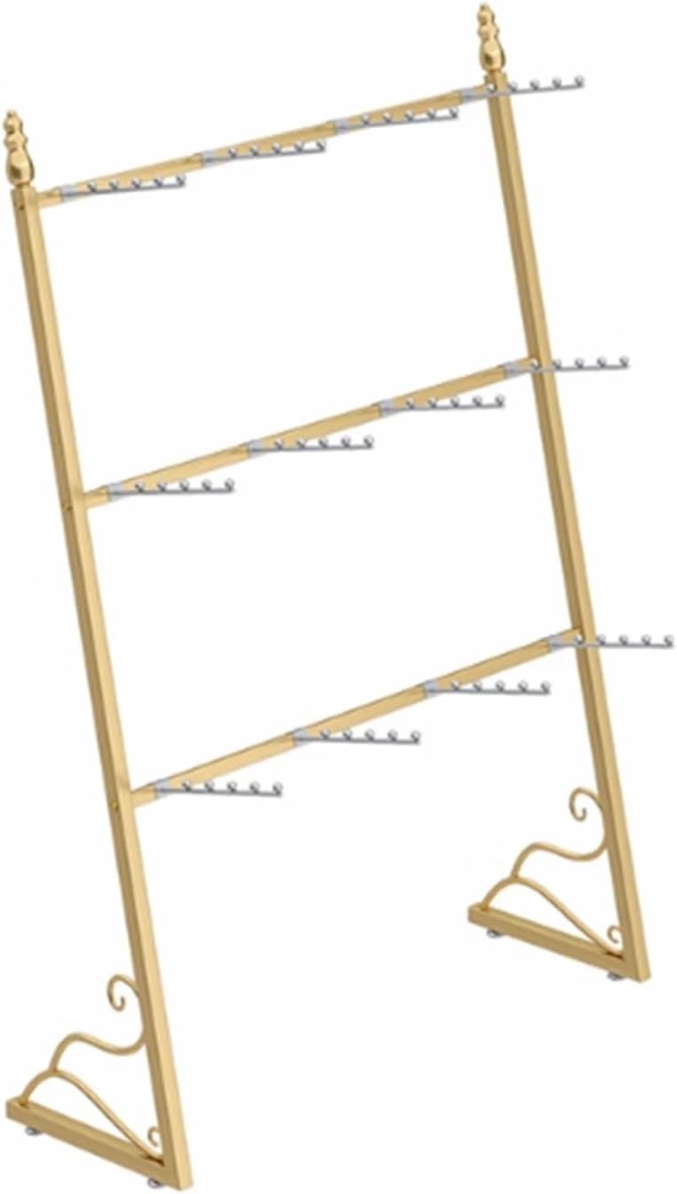 Lingerie Garment Rack, Metal, Underwear Sock Display Stand with Hooks, Retail Display Clothes Rod, for Bras, Shorts, Socks, Hats, 60/80/100/120cm(Gold,80 * 35 * 130cm)
