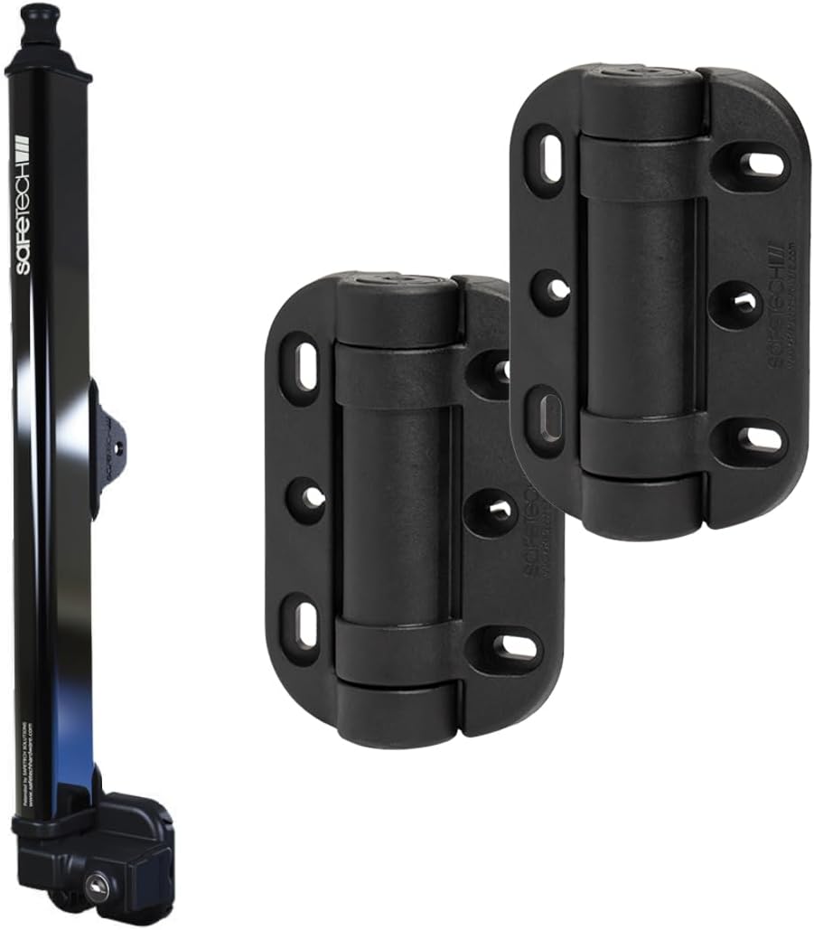 Safetech Hardware 22-Inch Push Lock Magnetic Top Pull Pool Gate Latch (SL-50H) & MegaKlik Gate Hinges Bundle