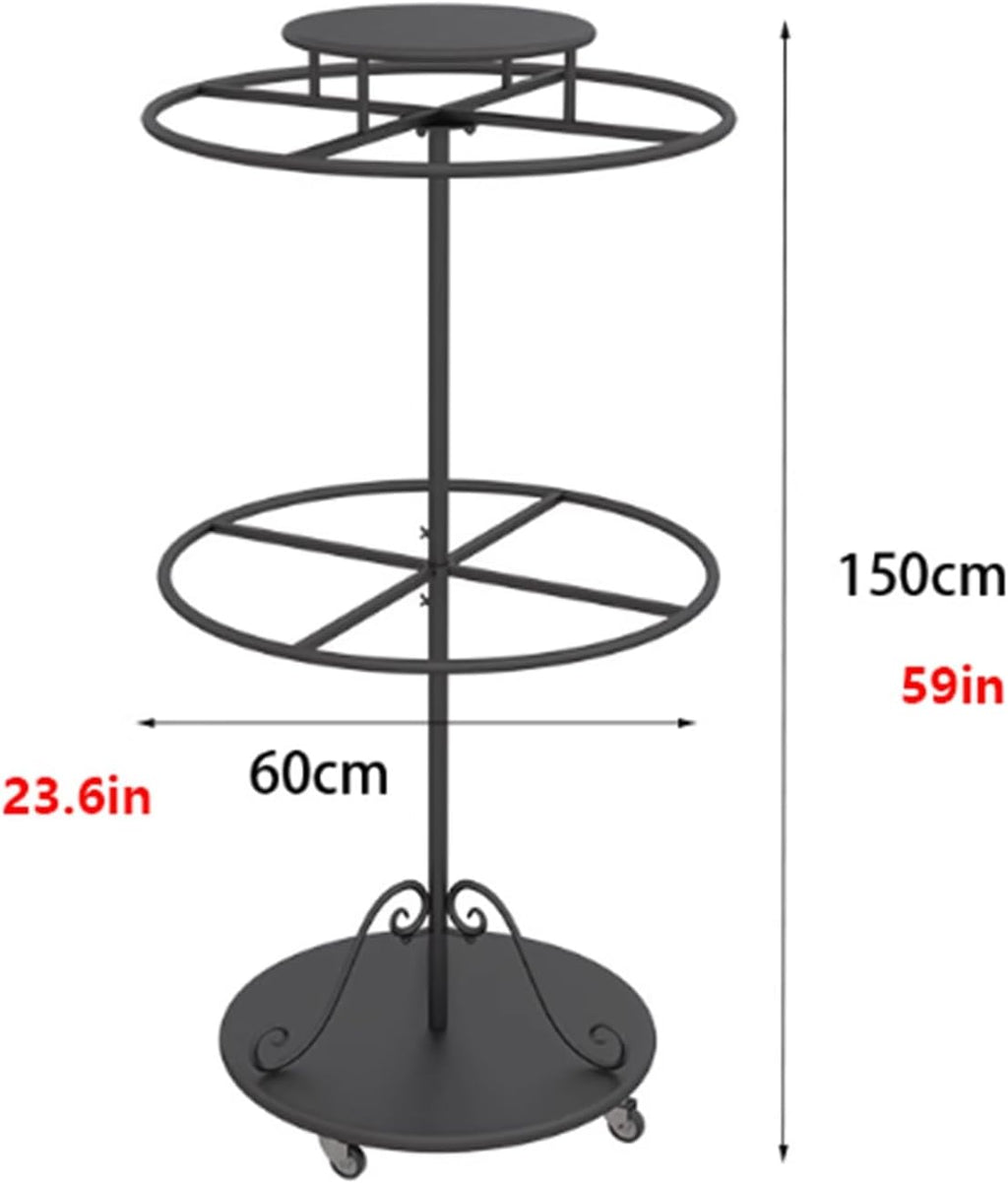 Rotating Metal Garment Rack, Round, Floor Standing Clothing Stand, Clothes Retail Display Shelf, for Bedroom Boutique Commercial Shop Laundry Room, 23.6 * 59in(Black)