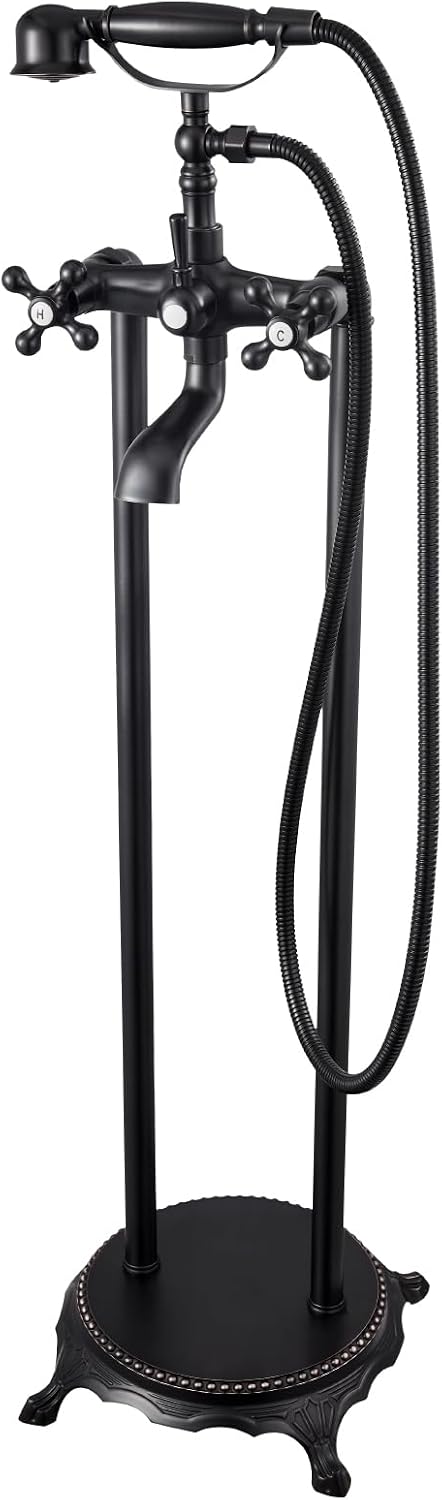 VEVOR Clawfoot Bathtub Faucet, Freestanding Tub Faucets with Handheld Shower, Vintage Oil-Rubbed Bronze Tub Filler Faucet Shower Kit with 360° Rotation Spout & 59-inch Long Hose for Bathtubs