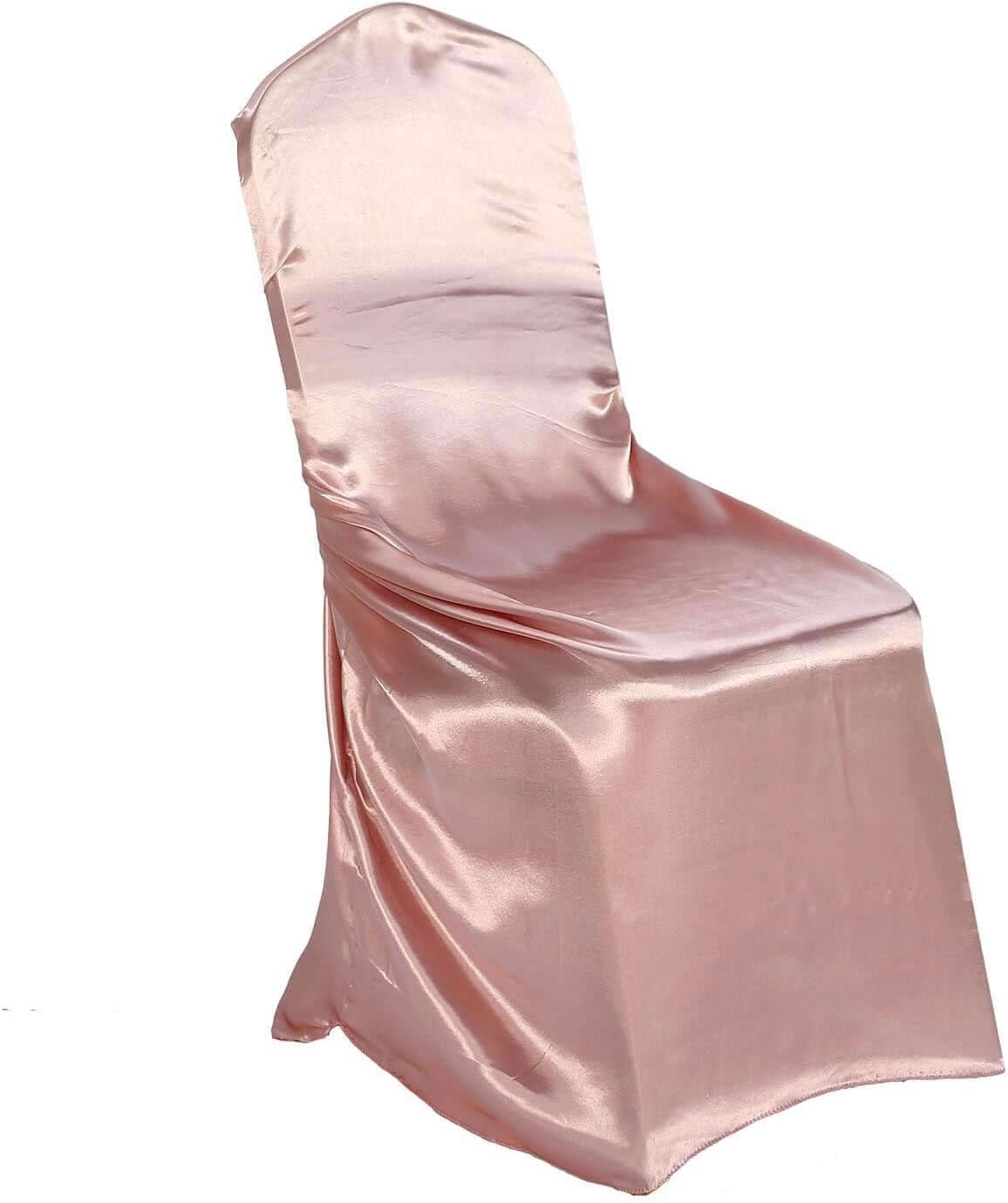 Tableclothsfactory Dusty Rose Silky Satin Universal Chair Covers Fits All Type of Chairs Event Dinning Slipcover for Wedding Party Banquet