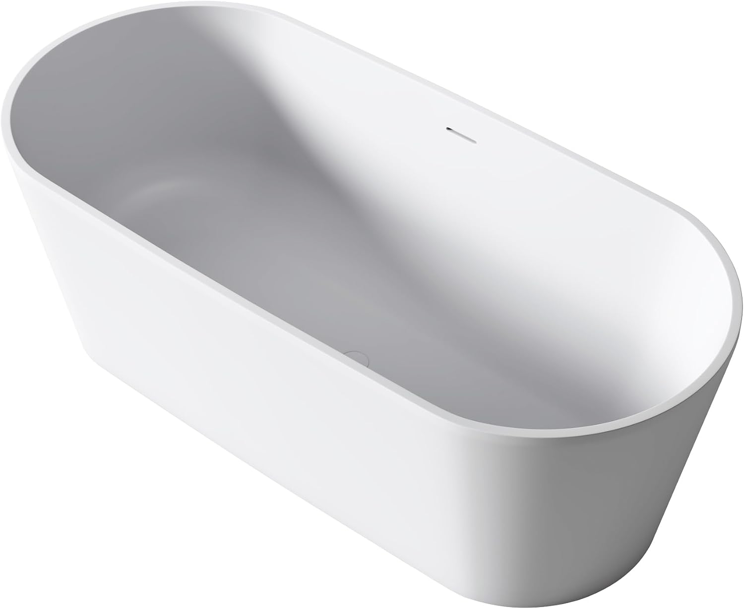 63'' Freestanding Solid Surface Resin Stone Bathtub, Freestanding Tub, Contemporary Design Stand Alone Tub with Pop-up Drain and Overflow, cUPC Certified,