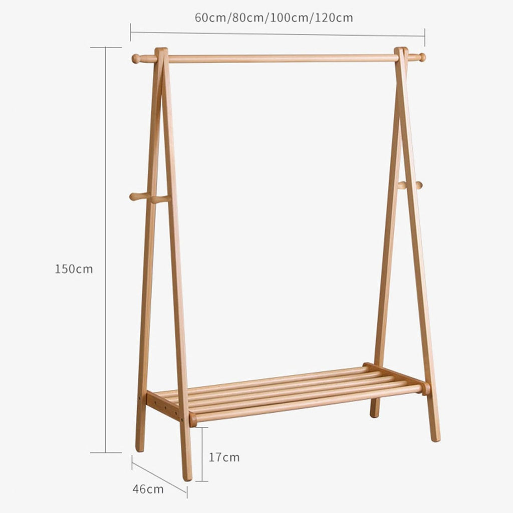 Bamboo Garment Rack Bamboo Small Clothes Rack,Bamboo Wood Garment Rack with Shelves, Narrow,Short Mini Cloth Racks for Hanging Clothes,Simple,Free Standing