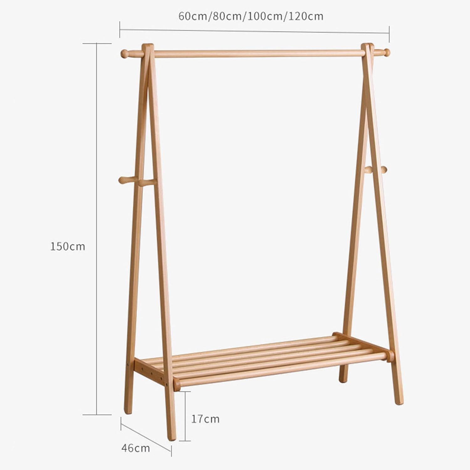 Bamboo Garment Rack Bamboo Small Clothes Rack,Bamboo Wood Garment Rack with Shelves, Narrow,Short Mini Cloth Racks for Hanging Clothes,Simple,Free Standing