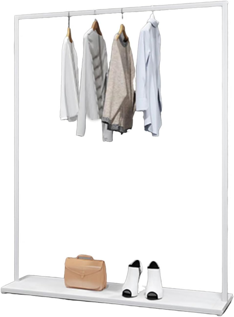 Clothes Organizer,Freestanding Garment Rack with 1 Tier Storage Shelves,Easy Assembly for Hanging(150x40x170cm)