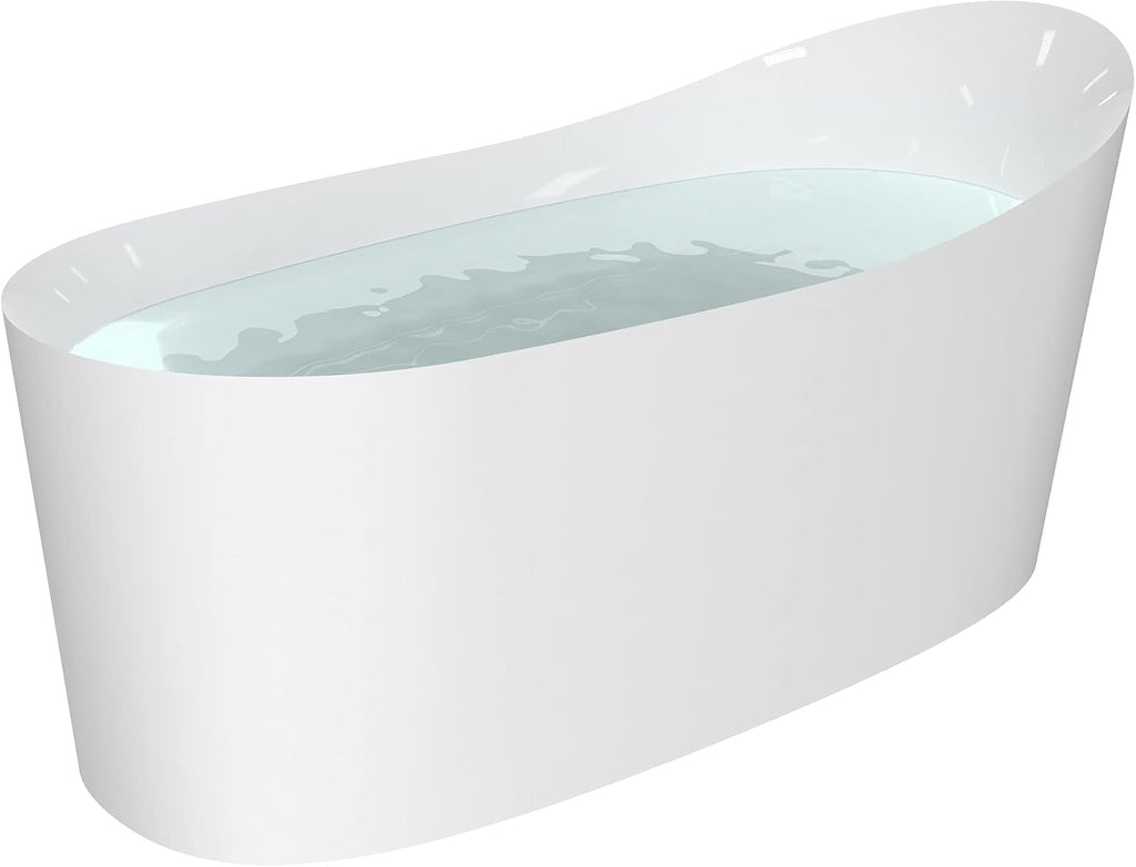 HEATGENE 62 Inches Acrylic Freestanding Bathtub Contemporary Soaking Tub Modern Bathtub Easy to Install UPC Certified Drain & Overflow Assembly Included