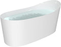 HEATGENE 62 Inches Acrylic Freestanding Bathtub Contemporary Soaking Tub Modern Bathtub Easy to Install UPC Certified Drain & Overflow Assembly Included
