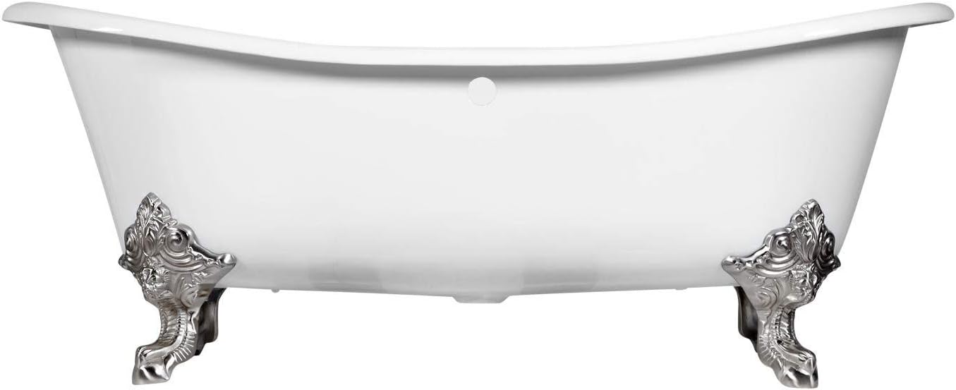 Signature Hardware 445030 Lena 72' Cast Iron Soaking Clawfoot Tub with Pre-Drilled Overflow Hole