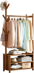 Beautiful Wooden Garment Rack Clothes Rack with 2 Shelves Freestanding Clothing Hanging Rack for Bedrooms/Brown/70 * 30 * 138Cm(Brown,70 * 30 * 138Cm)