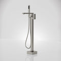 Freestanding Bathtub Faucet with Hand Held Shower, Floor Mount Tub Filler, Brass Bath Tub Faucet, Valve Included，Brushed Nickel
