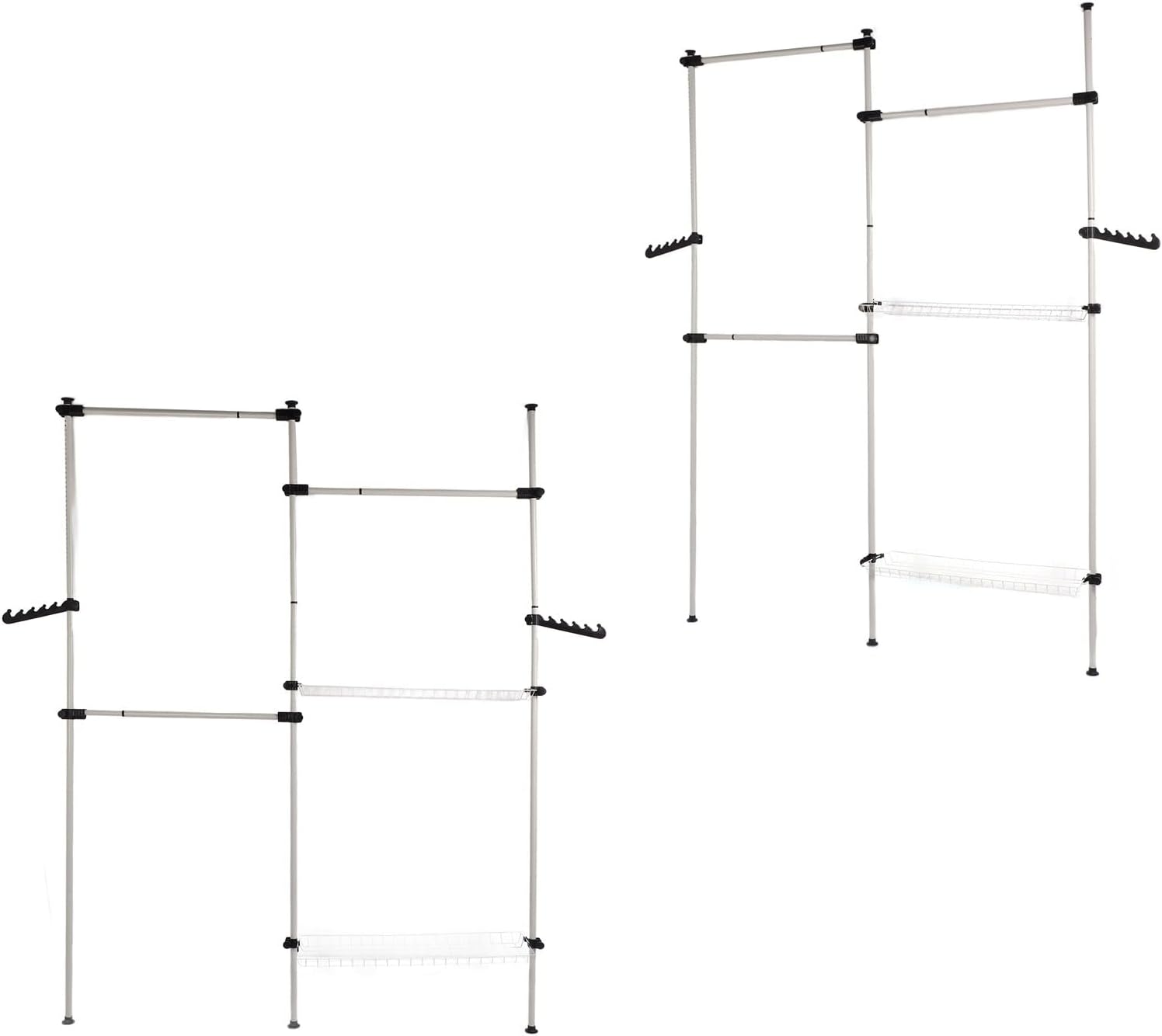 Portable Indoor Garment Rack, Heavy Duty Adjustable Clothes Hanger, DIY Tools Free, Large Capacity 122 Inch Height and Width - Stable Support, Space Saving, Ideal for Household