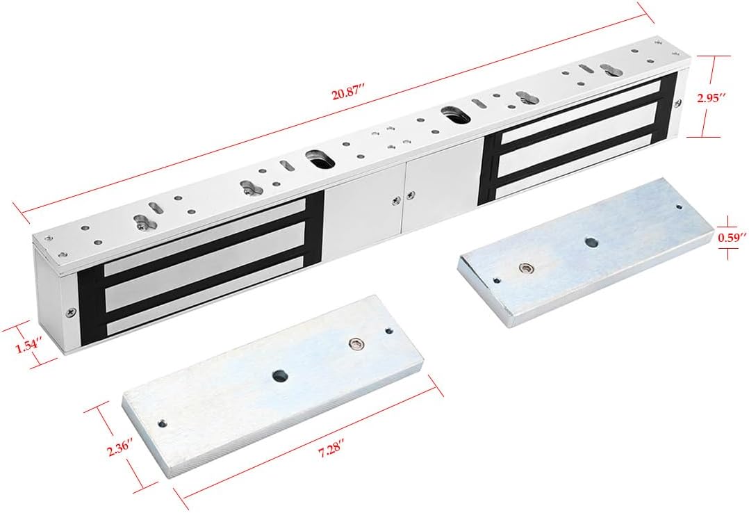 Dual Door Magnetic Lock 1200lbs Holding Force Electromagnetic Lock 12V Fail Safe for Double Door Access Control System