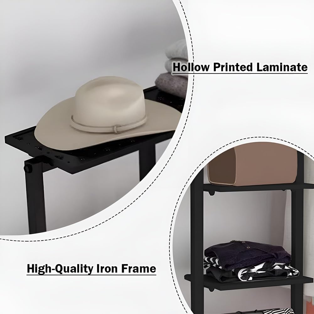 Black Large Clothing Rack 4 Tiers Heavy Duty Garment Rack Freestanding Closet Organizer, Max Load 330LBS(100x35x155cm)