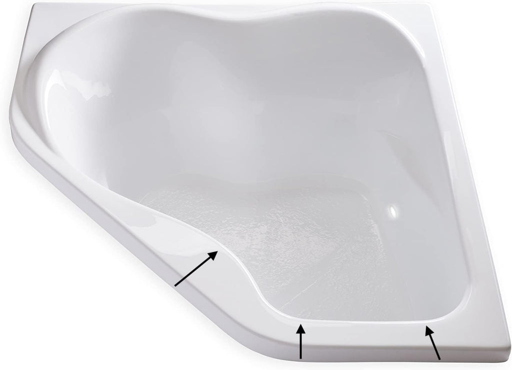 Carver Tubs - CK5959 - Modern Acrylic Fiberglass Soaking Corner Bathtub for Small Bathrooms, w/LED Lights - White Modern Curved Triangle Two Person Tub - Deep Relaxing Soak - 59'L x 59'W x 20.5'H