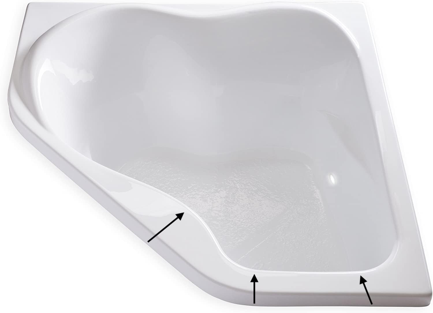 Carver Tubs - CK5959 - Modern Acrylic Fiberglass Soaking Corner Bathtub for Small Bathrooms, w/LED Lights - White Modern Curved Triangle Two Person Tub - Deep Relaxing Soak - 59'L x 59'W x 20.5'H