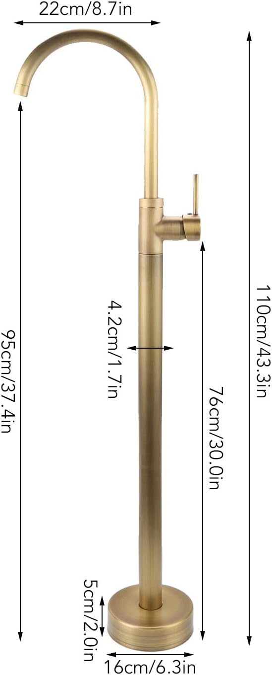 Freestanding Bathtub Faucet, Resist Shower Faucet for Column Type Basin Stainless Steel (Antique)